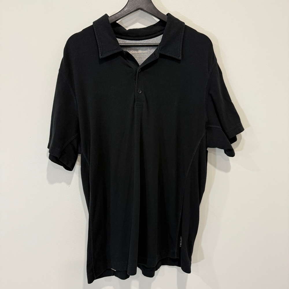 Eddie Bauer Size L FreeDry Classic Black Polo Shirt Size L